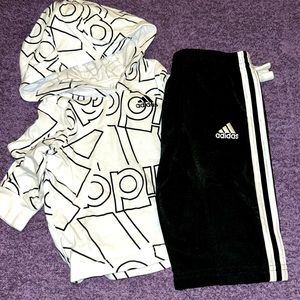3 months adidas black and white hoodie outfit $10